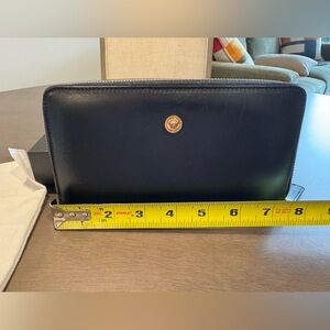 Versace Black Leather Wallet with Gold Medusa